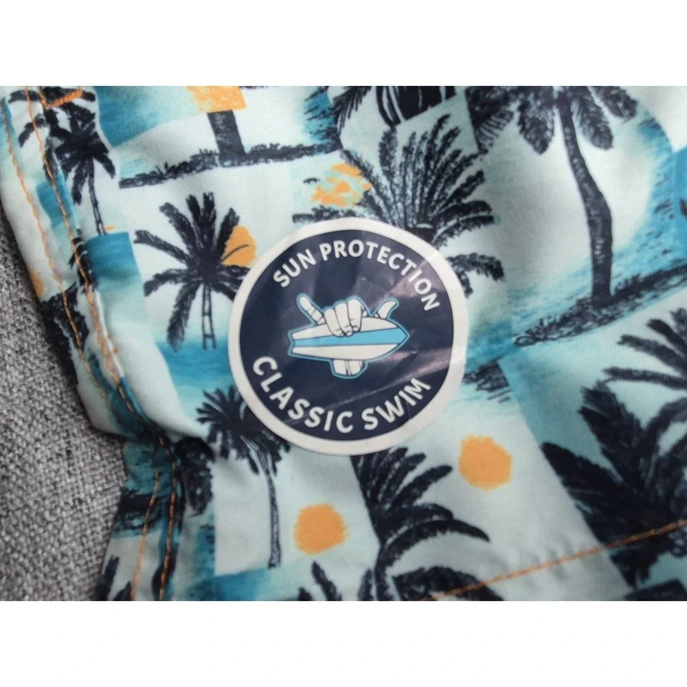 Beach Bros Boys Size 8 Lined UPF Swim Trunks Shorts NEW Tropical Beach Palms